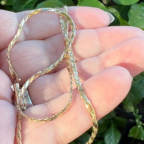 14K YELLOW GOLD FLAT SNAKE STYLE CHAIN NECKLACE UNISEX HALLMARKED APRX 15.5”LONG - Picture 8 of 16